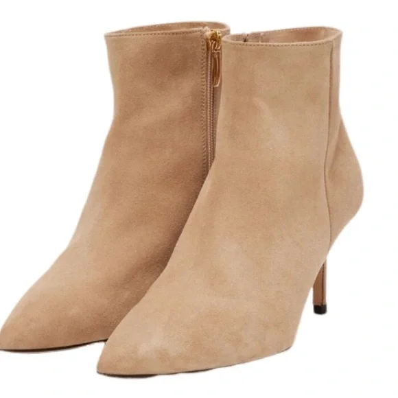 NIB L'Agence Aimee Beige Suede Ankle Boot - Sz 37.5 = US 7.5 - Picture 3 of 13